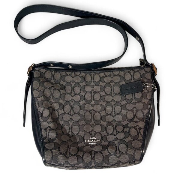 Coach Signature Small Duffette Dark Grey Canvas Handbag Purse – Silver Hardware - Picture 2 of 9